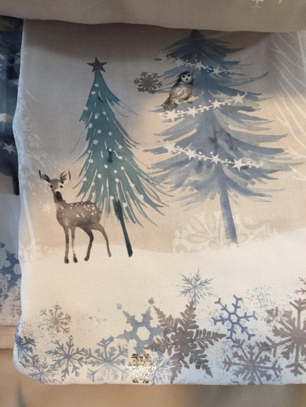 Cupcakes and Cashmere Holiday Tablecloth 60 x 120" Deer, Snowflakes, Trees, Owl